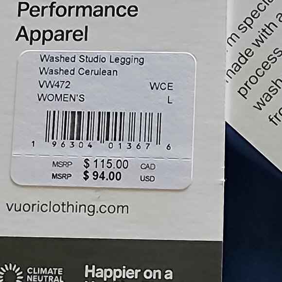 Vuori Washed Cerulean Studio Legging (Full Length), Size LG - Picture 4 of 4